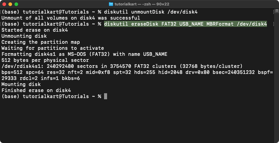 Format USB Drive Using Terminal